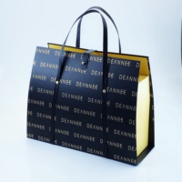Grande poignée noire à logo personnalisé, boite en carton avec manteau pour bottes, vêtements chaussures, boîte d'emballage cadeau, nouveau,