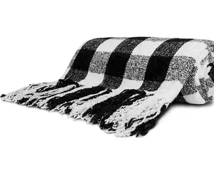 Popular Buffalo Plaid Chenille Throw Blanket Cable Knit Throw Blanket Manufacturer