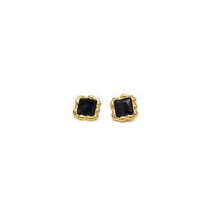 Fashion <b>Stud</b> <b>Earrings</b> 316L Stainless Steel PVD Gold Plating <b>Black</b> Square Stone Minimalist Design - Product Image 1
