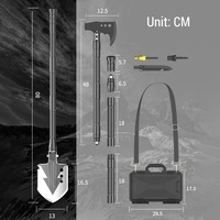 Pelle pliante de camping avec hache de survie, ensemble d'outils multifonctions portables pour la randonnée en plein air