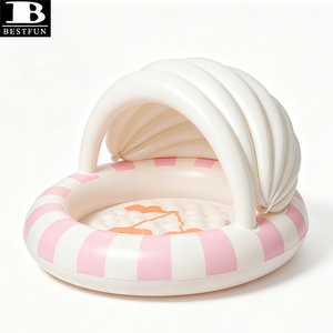 <span class=keywords><strong>Piscina</strong></span> <span class=keywords><strong>Inflable</strong></span> <span class=keywords><strong>para</strong></span> Bebés <span class=keywords><strong>con</strong></span> Toldo, PVC Reforzado, Color Rosa Cereza, Piso Suave <span class=keywords><strong>para</strong></span> Jugar al Aire Libre en el Patio Trasero - Product Image 4