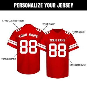 Großhandel Fußballtrikots 100% Polyester Individuelles Logo Uniform Atmungsaktiv Amerikanische Liga Kurzarm Flagge Herren Damen - Product Image 2