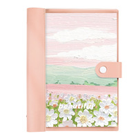 Carnet à feuilles mobiles inspiré de la peinture à l'huile, couverture transparente en similicuir, format B5, 100 feuilles épaissies, pour étudiant