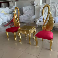 LISSE Romantique Cygne Forme De Mariage En Acier Inoxydable Mariée et Marié Chaise En Métal Hôtel Événement Banquet Restaurant Chaise