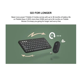 Ensemble <span class=keywords><strong>clavier</strong></span> et <span class=keywords><strong>souris</strong></span> sans fil pour la maison et le bureau, <span class=keywords><strong>souris</strong></span> silencieuse, <span class=keywords><strong>clavier</strong></span> pour Windows, tablette Android, iOS, pour <span class=keywords><strong>Logitech</strong></span> PEBBLE 2 COMBO - Product Image 2