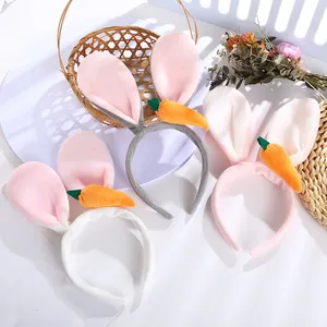 Cartoon Rabbit ears hair hoop plush bunny hairband performance carrot head hoop cute hairpin hair accessories for women