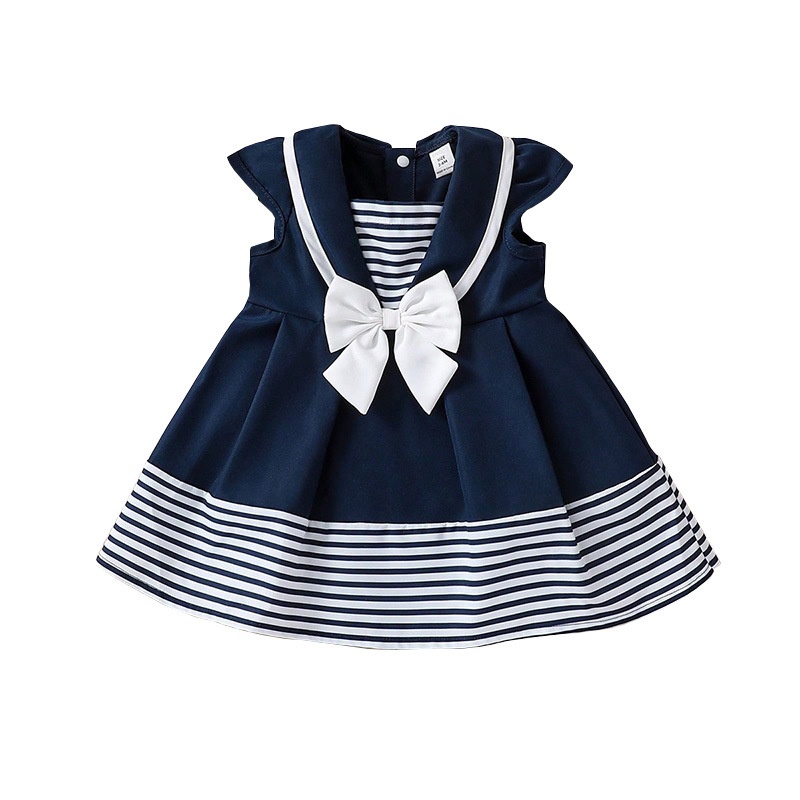 New Type Sleeveless Summer Dress for Girls Cute British Style Children's  Clothing Casual O-Neck Breathable Navy Blue Dresses| Alibaba.com