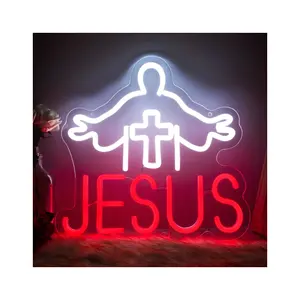 Modello Jesus personalizzato ha portato luci al neon decorative personalizzate per la festa di compleanno della camera da letto di casa matrimonio e altre decorazioni