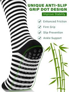 Chaussettes de sport de yoga à compression <span class=keywords><strong>haute</strong></span>, antidérapantes, en fibre de bambou <span class=keywords><strong>fantaisie</strong></span>, design personnalisé OEM KTS21, pour femmes et hommes - Product Image 2