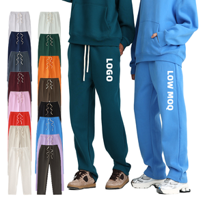Custom Vintage Acid Wash Eco-Friendly Breathable Fleece Straight Flat Mid Waist Heavyweight Baggy Zipper Fly <b>Jogger</b> OEM Service - Product Image 1