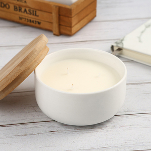 Portavelas de porcelana blanca para decoración del hogar, portavelas vacío con tapa - Product Image 1