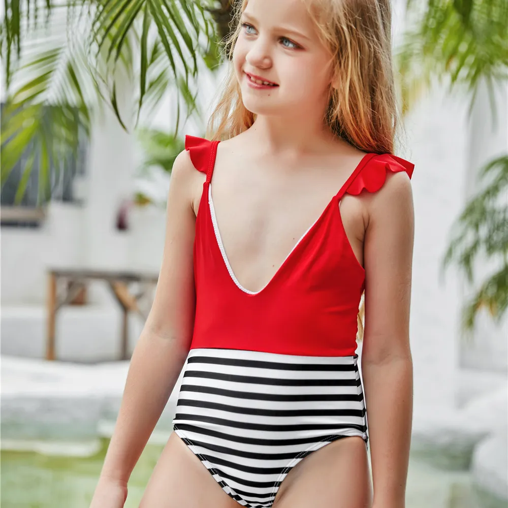 LQSZ Girls Swimwear Swimsuit Swimming Costume One Piece Pool Beach Holiday Bathing Suit for Kids Gifts