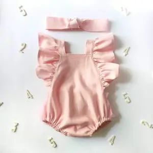Macacão infantil plissado, roupas de bebê estilo para meninas, macacão de bebê