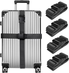 Sangles de bagages pour valises, robustes, portables, noires, de qualité supérieure, en matériau PP, approuvées par la <span class=keywords><strong>TSA</strong></span>, réglables, polyvalentes, avec boucle robuste - Product Image 1