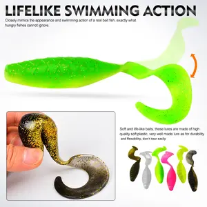 เหยื่อตก<span class=keywords><strong>ปลา</strong></span>แบบนิ่ม OEM 2 ชิ้น/ถุง น้ำหนัก 23.4 กรัม ยาว 16 ซม. 6 สี พร้อมเลเซอร์วิบวับ หางแบบแพดเดิล หางแบบหยิก ใช้กับชุดตกปลาเท็กซัส ริก เหมาะสำหรับตกปลาแบส - Product Image 4