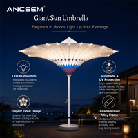 Parasol d'extérieur ANCSEM, style minimaliste moderne, en polyester léger, avec mât en aluminium et base en marbre, pour jardin, piscine, villa, hôtel