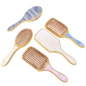 Fatto a mano Anti-statico cinghiale naturale setola acetato di bambù spazzola per capelli cuoio capelluto cuscino per massaggio districante Paddle per capelli spessi - Product Image 5