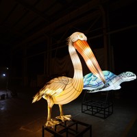 Chinesische Seiden-LED-Laternen Wasserdichte Tierformen Außendekoration für Festivals Halloween/Erntedankfest/Weihnachten/Neujahr