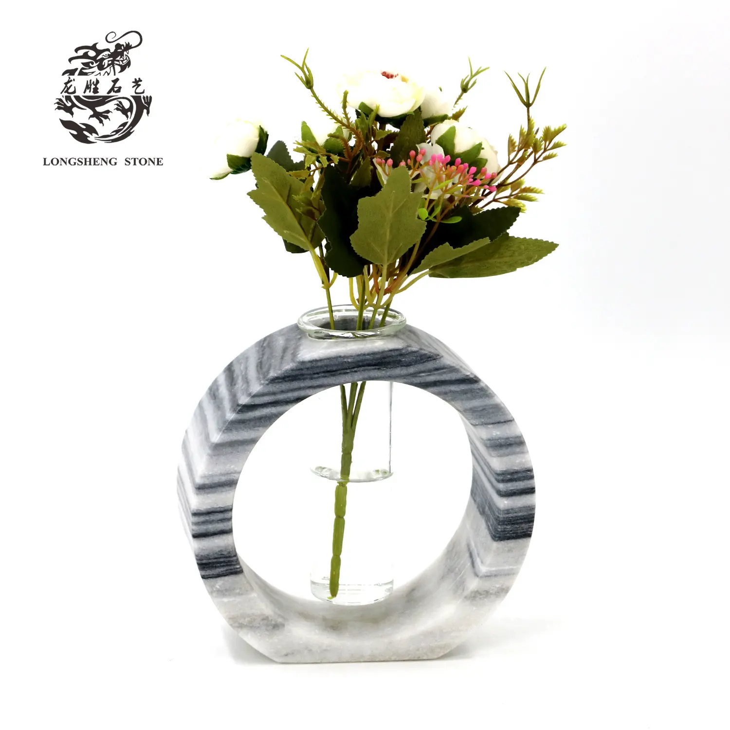 Nuevo diseño europeo de lujo de piedra de mármol florero flor