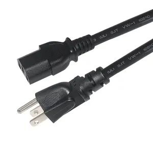 Fabricante de cables de alimentación estándar de EE. UU. 7A 18AWG NEMA 5-15P a IEC 60320 C13 Cable de alimentación de enchufe de 3 pines