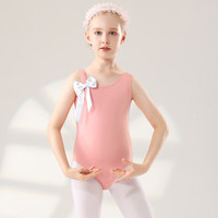 BX4093 Leotard Balet Tali Spaghetti untuk Anak Perempuan dengan Pita, Kostum Senam Tari Elastis untuk Latihan dan Pertunjukan