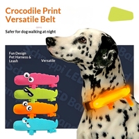 Correa Luminosa LED de Cocodrilo de Alta Calidad para Mascotas, Novedad de Halloween, Recargable por USB Tipo-C, Accesorios para Perros
