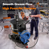 Pompe à graisse pneumatique à piston Cavitt KWT-LGP15A04 200L, système de lubrification haute pression 0,9 L/min, 10M, avec enrouleur de tuyau 1/4 pouce et roulement
