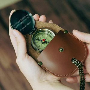 Cross-border similar compass waist-hanging protective <b>case</b>, PU leather pocket <b>watch</b> bag, camping and adventure compass bag - Product Image 3