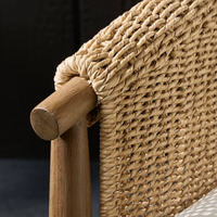 Fauteuil de jardin en teck massif tressé en corde, style simple, haut de gamme, luxueux, avec accoudoirs, pour l'extérieur