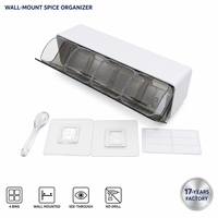 Yunuoxi Organisateur d'épices mural translucide en ABS, détachable, étanche, 4 compartiments, 30,3 cm, étagère de cuisine avec 4 cuillères