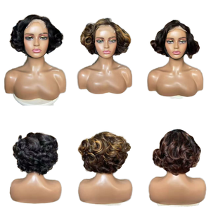 Vente en gros 100% HD Lace Front Bob perruque sans colle noir femmes rebondissantes couches perruques brut indien brésilien 100% <span class=keywords><strong>cheveux</strong></span> humains - Product Image 1