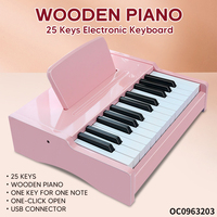 Girl Gift Items pink 25 Keys Electronic Music Instrument Toy Wooden Keyboard Piano Children Kids Indoor Playing on Sale