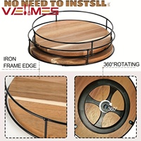 Plateau tournant rotatif à 360 degrés Lazy Susan en bois et métal pour épices, condiments, comptoir de cuisine et armoire