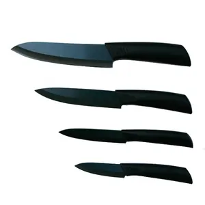 Set Pisau Keramik Pegangan ABS Selesai Satin Blade Warna Hitam 4 Buah