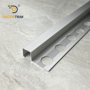 DECORTRIM Profilo Quadrato in Alluminio 32.6x12x0.9mm a Forma di U con Fori Circolari <span class=keywords><strong>per</strong></span> Cornici di Porte in Vetro - Product Image 1