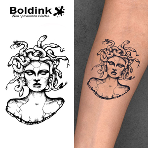 Tatuaje de Tinta de Jaua Boldink Personalizado, Diseño Realista de <span class=keywords><strong>Medusa</strong></span>, Arte Corporal con Forma de Serpiente, Resistente al Agua, Larga Duración (2 Semanas) - Product Image 1