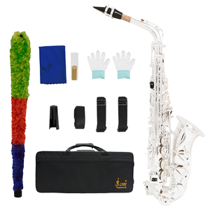 Saxophone alto professionnel SLADE Brand Factory, argenté, plaqué argent, instrument à vent en laiton, clés en argent Eb - Product Image 5