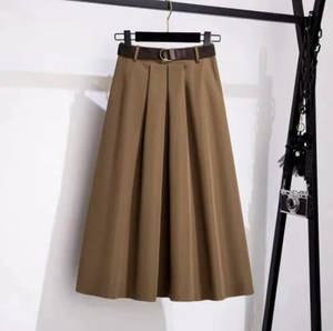 <span class=keywords><strong>Jupe</strong></span> longue plissée <span class=keywords><strong>taille</strong></span> haute évasée avec ceinture en tissu tailleur pour femme grande <span class=keywords><strong>taille</strong></span>, <span class=keywords><strong>jupe</strong></span> de dessous - Product Image 3