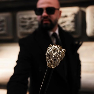 Custom Luxury Straight <b>Umbrella</b> with Logo Printing Bone Lion Head Handle Manual Windproof <b>Umbrella</b> for Business Gifts - Product Image 5