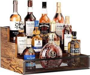 Customized Retro <strong>Wood</strong> Bar Furniture Modern Home Freestanding Storage Rack for Whiskey Syrup Display Countertop Liquor <strong>Shelf</strong> - Product Image 1