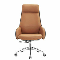 Chaise de bureau de direction haut de gamme en cuir, avec structure en alliage d'aluminium, siège pivotant inclinable et base fixe à cinq étoiles