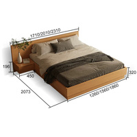 Cama Baja de Madera Estilo Tatami Nórdico para Apartamento y Dormitorio, Cama de Madera para Habitación Estándar de Hotel, Camas Modernas y Sencillas con Almacenamiento a Nivel de Suelo