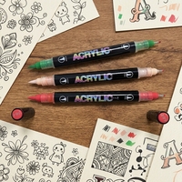 Bestationery – Lot de marqueurs acryliques permanents double pointe pour graffiti et coloriage, stylos de peinture acrylique à double embout
