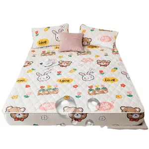 Sarung kasur pelindung tempat tidur bernapas, selimut tebal tahan air bermotif warna campuran katun ruang tamu lembar pas