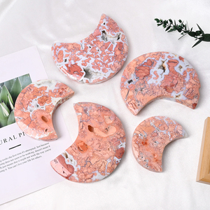 Nueva Llegada: Cristales al por Mayor, Piedras Curativas de Cristal, Tallados de Cristal de Ágata Rosa en Forma de Luna - Product Image 1