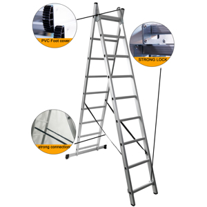 Escalera Extensible de Aluminio de Alta Resistencia de <span class=keywords><strong>3</strong></span> Secciones, Escalera Extensible Triple Profesional Multiusos con Barra Estabilizadora de Seguridad - Product Image 2
