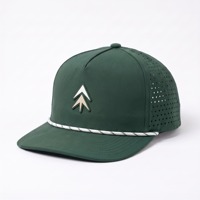 Casquettes de golf perforées découpées au laser, haute performance, imperméables et respirantes, à 5 panneaux, avec logo PVC personnalisé, de qualité supérieure
