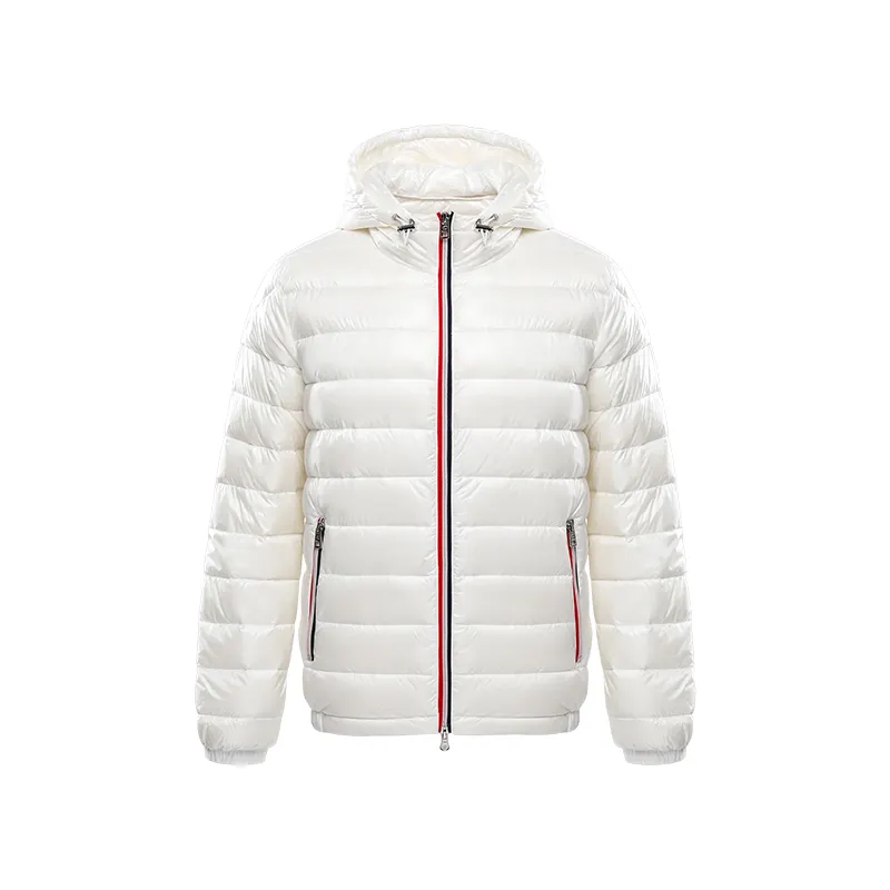 Custom men's winter 2023 winter casual coats windproof puffer puffy thin light packable Ultralight padded jacket man with hood