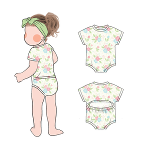 Romper Bayi Musim Panas Grosir Custom Logo Lengan Pendek Celana Pendek Bahan Bernapas Ramah Kulit Model Buka Belakang Pakaian Bayi Baru Lahir - Product Image 3