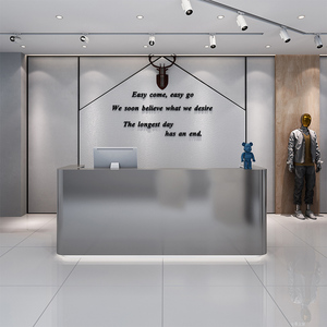 Cửa Hàng Tùy Chỉnh Cửa Hàng Thanh Toán Thường Vụ Văn Phòng Bạc Bàn Tiếp Tân Nhỏ Mặt Trước Quầy Thu Ngân Bằng Thép Không Gỉ Vàng - Product Image 3